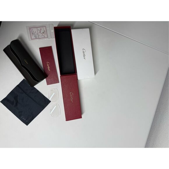 Authentic Cartier Glass Case + Box+ Eyeglass lenses + Book + Screws + Cloth - Picture 8 of 8